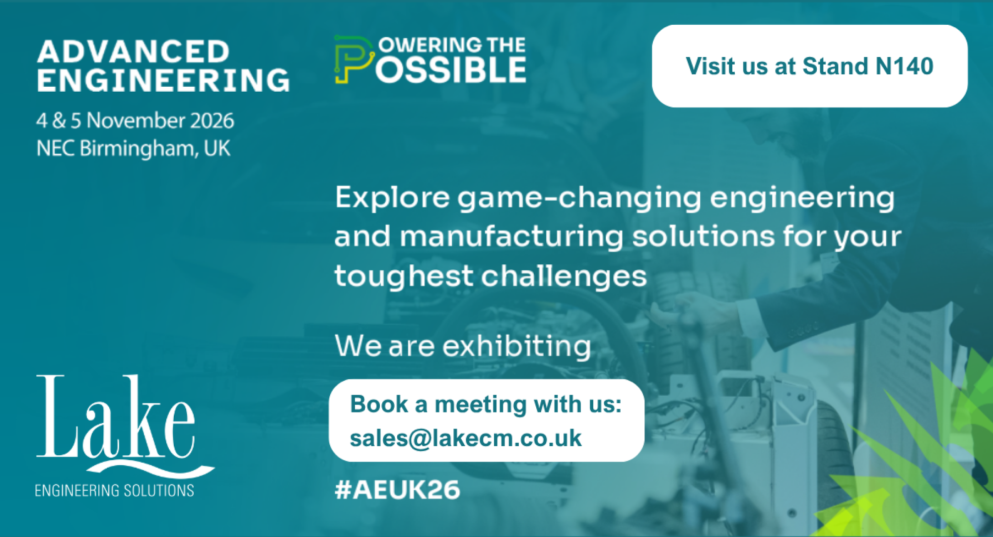 Lake Engineering Solutions to Exhibit at Advanced Engineering 2026